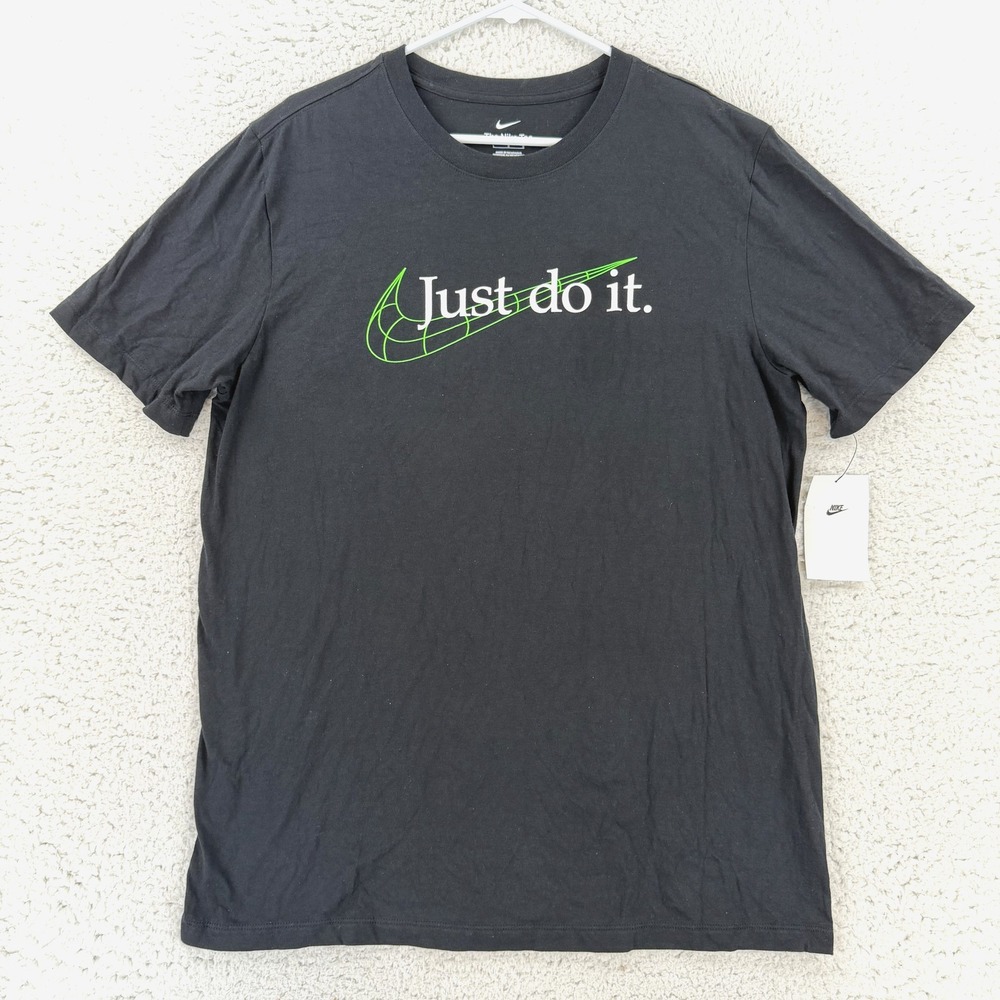 Nike Mens Large Black Just Do It Grid Swoosh Graphic Tee T-Shirt FB9986-010 NWT